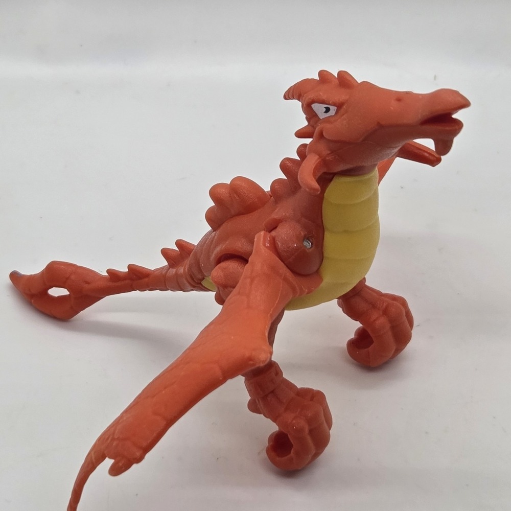 Mattel 2015 Orange Dragon Figure Yellow Belly Articulated Wings DGG60